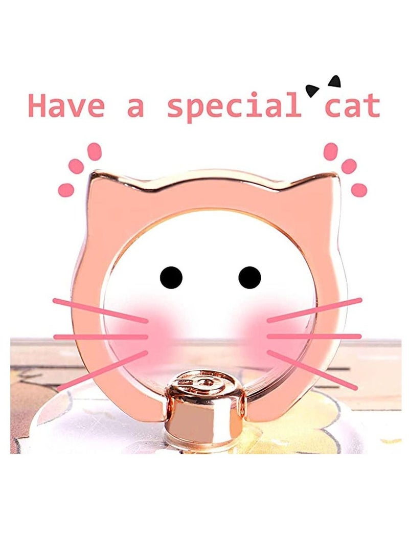 Y&D Transparent Phone Ring Stand Collapsible Hand Grip Knob Loop Universal Holder Cell Finger 360 Degree Rotation (1 Silver + 1 Rose Gold Cat) - Image 3