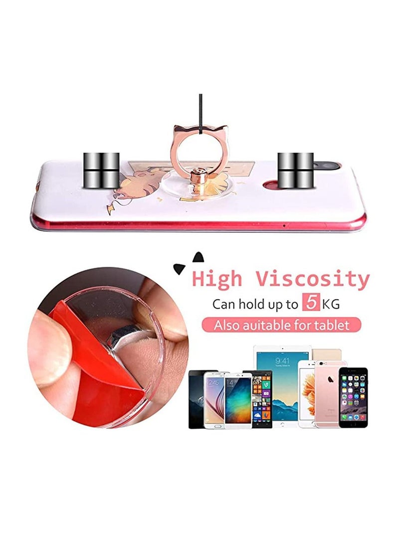 Y&D Transparent Phone Ring Stand Collapsible Hand Grip Knob Loop Universal Holder Cell Finger 360 Degree Rotation (1 Silver + 1 Rose Gold Cat) - Image 4