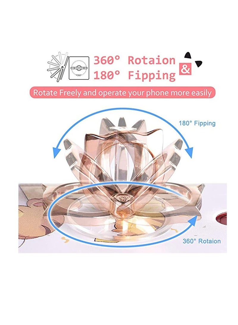 Y&D Transparent Phone Ring Stand Collapsible Hand Grip Knob Loop Universal Holder Cell Finger 360 Degree Rotation (1 Silver + 1 Rose Gold Cat) - Image 5