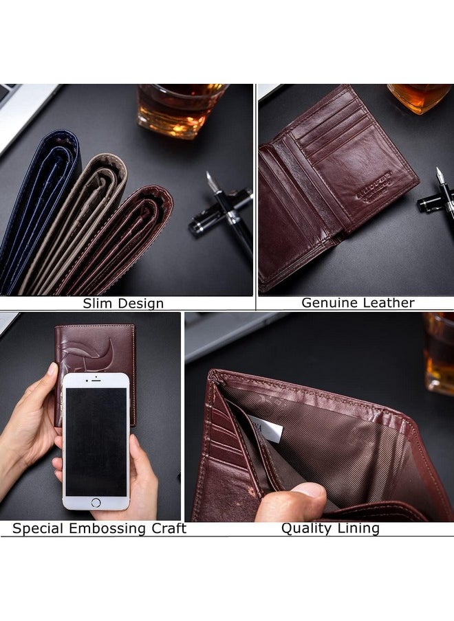 CONTACTS Contacts Slim Wallet for Men RFID Blocking Genuine Leather Minimalist Front Pocket Wallets for Men - Brown…  - Image 4