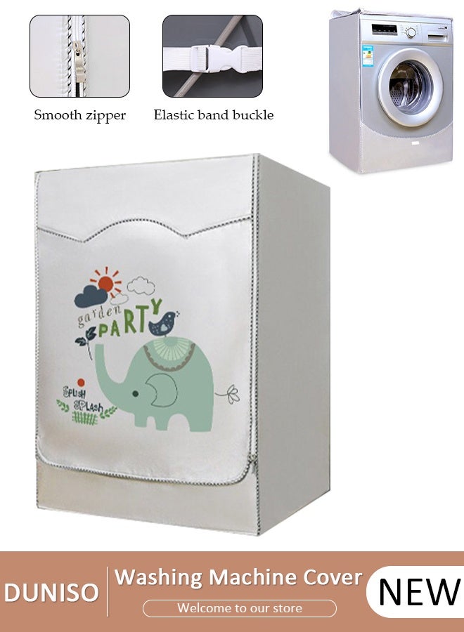 DUNISO Thick Fabric Washing Machine Cover Waterproof Dustproof Sunscreen Durable Washer Cover with Smooth Zipper and Velcro for Laundry Kitchen Home XL - Image 1