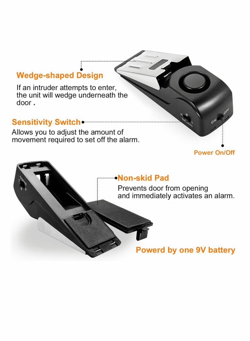 Upgraded Door Stopper Security Alarm, Portable 120DB Entrance Alert Door Stop Alarm for Travel Home Apartment House, Hotel, Office (2 Packs) - Image 4
