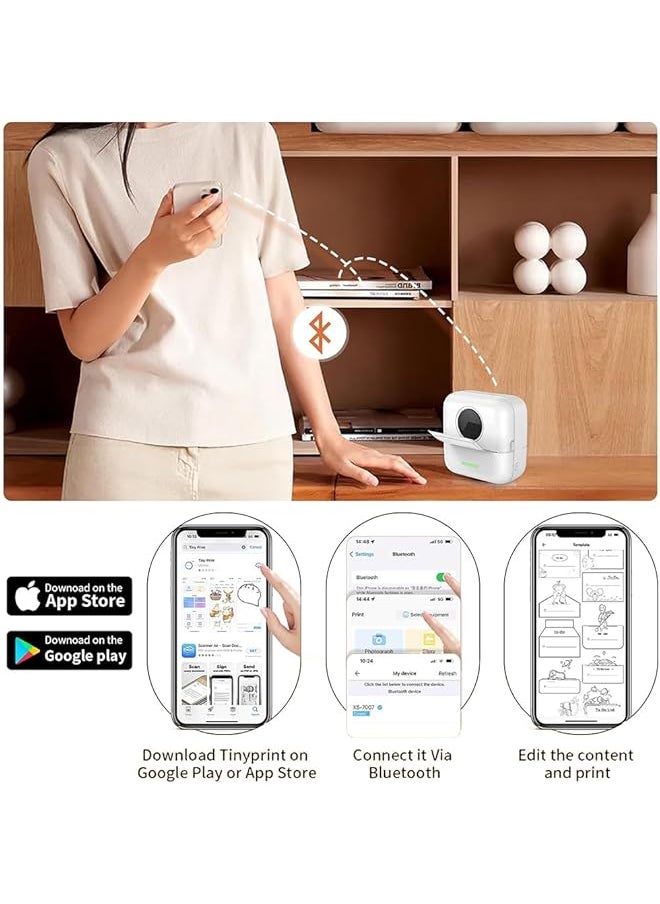 Label Maker Portable Bluetooth Thermal Printer For Ios Android Smartphone With 1 Rolls Printing Paper Suitable For Home Supermarket Store Office Use