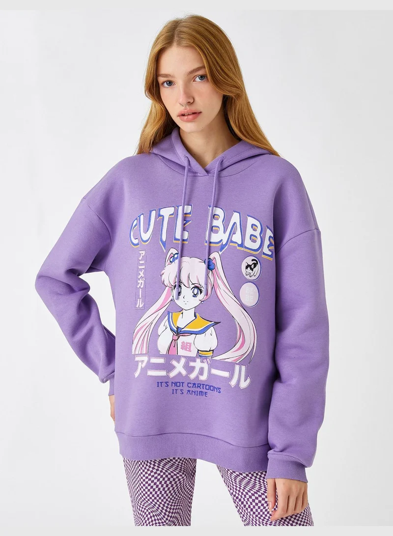 KOTON Oversized Sweatshirt Anime Printed