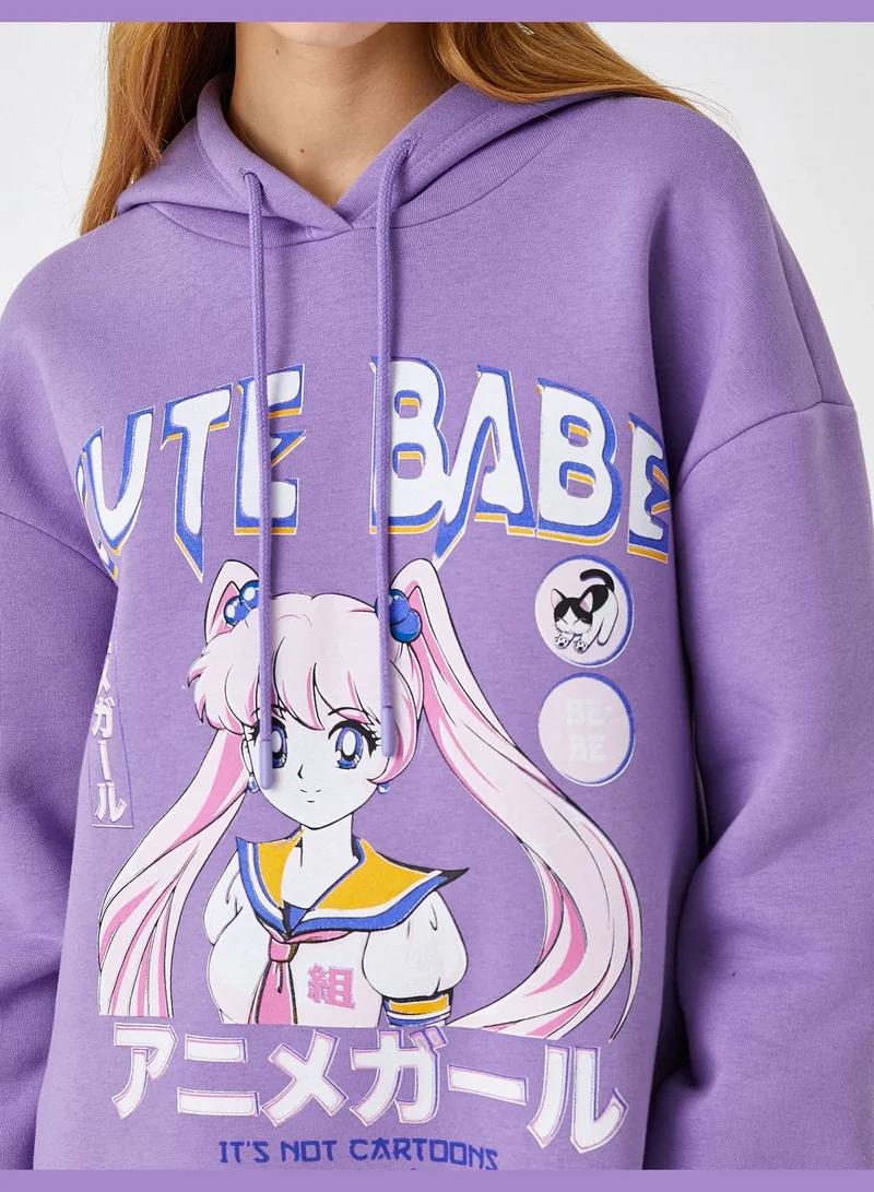 KOTON Oversized Sweatshirt Anime Printed