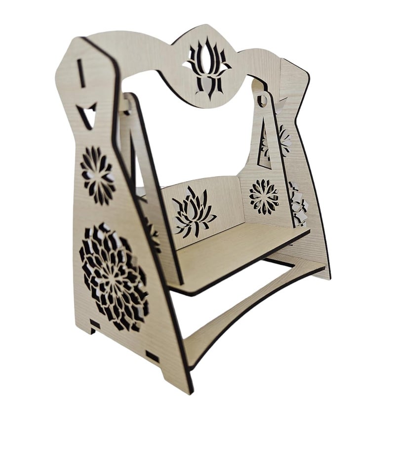 AARGKRAFT Handcrafted MDF Wooden JhoolaJhulaHindola for Krishna JanmashtamiBal GopalLadoo GopalKaanha - Image 3