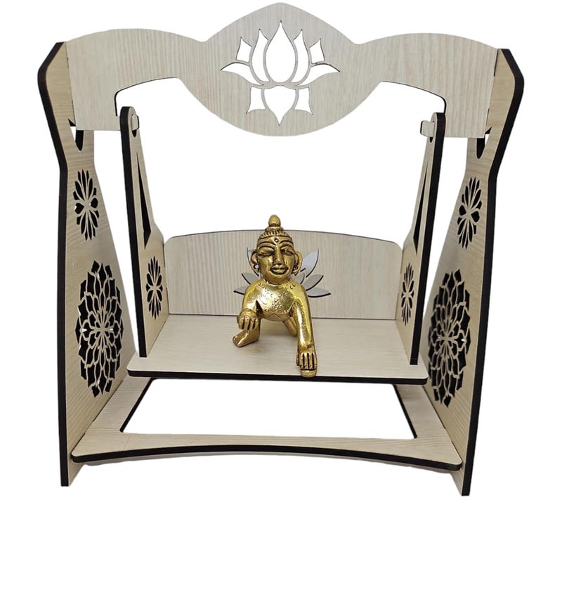 AARGKRAFT Handcrafted MDF Wooden JhoolaJhulaHindola for Krishna JanmashtamiBal GopalLadoo GopalKaanha - Image 5