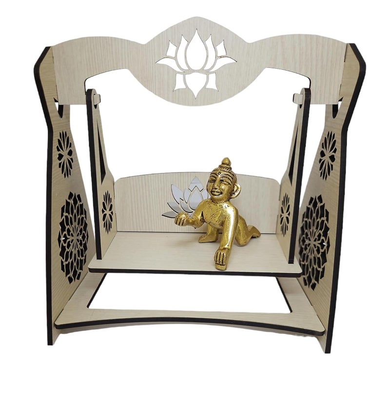 AARGKRAFT Handcrafted MDF Wooden JhoolaJhulaHindola for Krishna JanmashtamiBal GopalLadoo GopalKaanha - Image 4