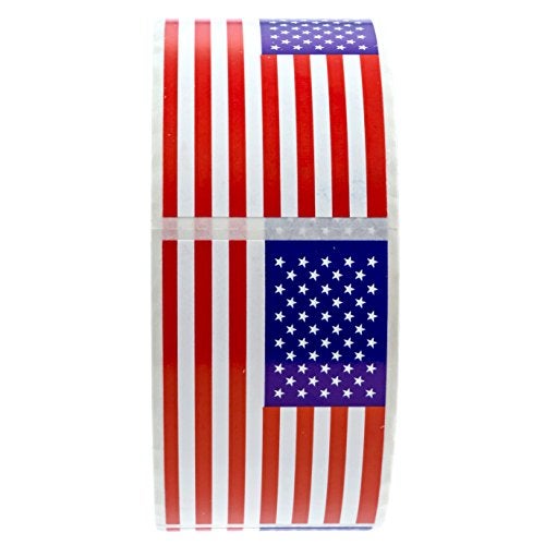 SBlabels American Flag Stickers / 500 Perforated Patriotic United States of America Flags Sticker Roll / 1.25" x 2.125" USA Patriotic Labels/Made in The USA - Image 2