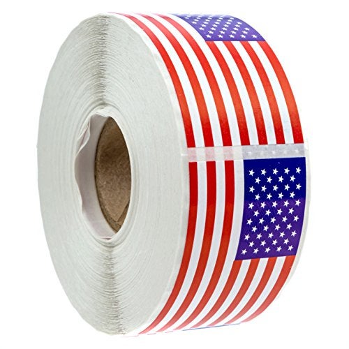 SBlabels American Flag Stickers / 500 Perforated Patriotic United States of America Flags Sticker Roll / 1.25" x 2.125" USA Patriotic Labels/Made in The USA - Image 1