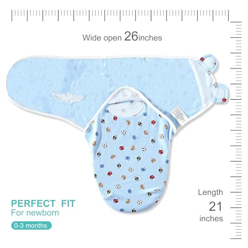 Bubble bear 3 Pack Baby Swaddle 0-3 Months - Infant Adjustable Newborn Swaddles Blanket Baby Girl Boy, Swaddling Wrap Blanket Sleep Sack for Newborn-Blue - Image 3