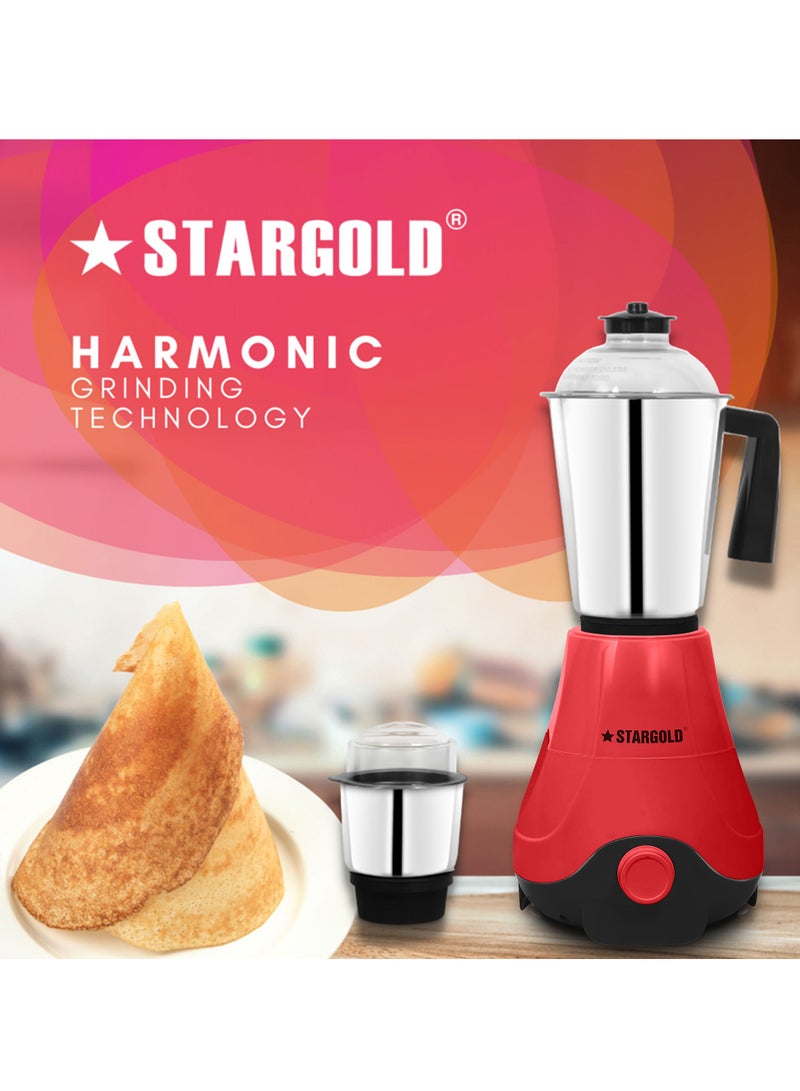ستارجولد مطحنة خلاط 2 في 1 بقوة 600 وات، محرك نحاسي قوي، مع 3 وعاء وشفرات من الفولاذ المقاوم للصدأ سعة 1.2 لتر - Image 3