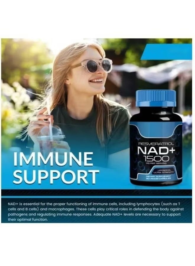 فوز اليوم مكمل غذائي ليبوزومي NAD+ بتركيز 1500 ملغ مع ريسفيراترول | قوة فائقة 90 كبسولة | يدعم صحة الخلايا والطاقة ومكافحة الشيخوخة - Image 3