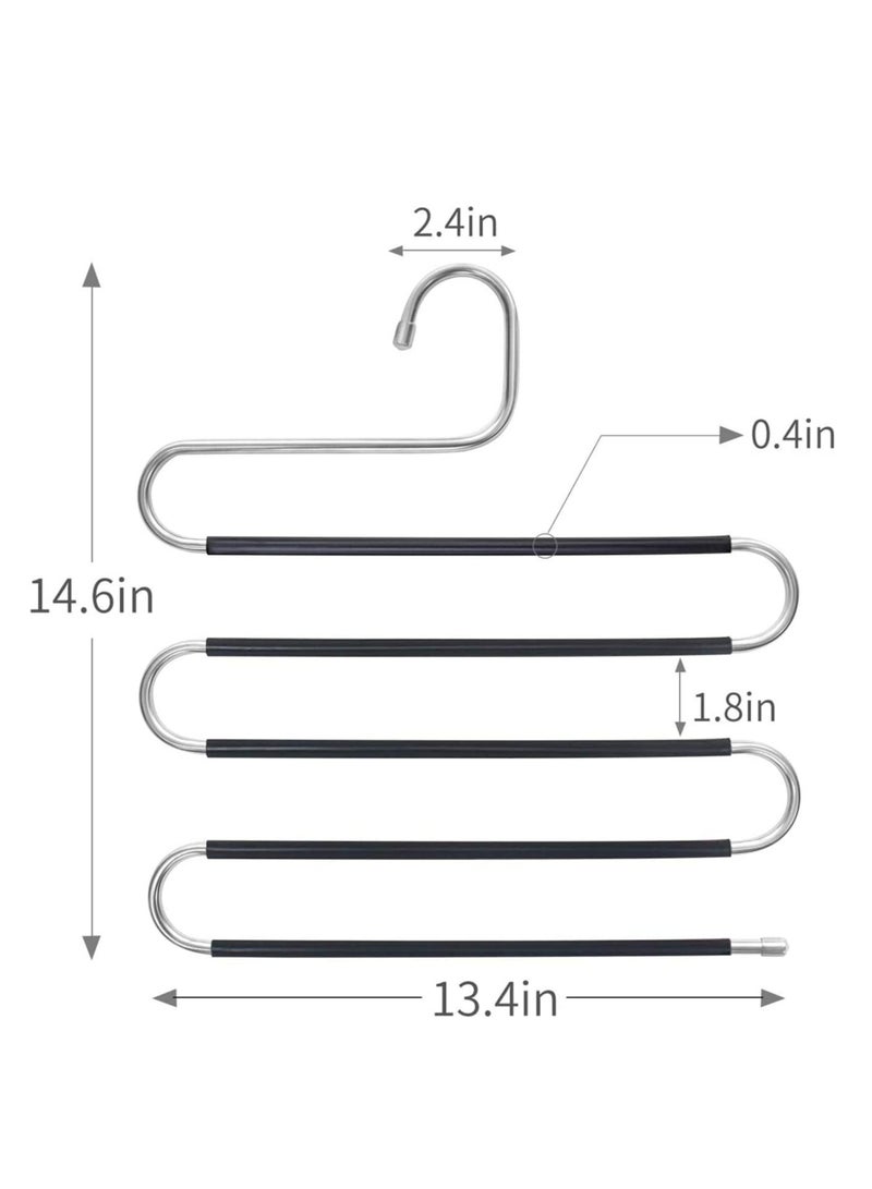DUSALA Pants Hangers S Shaped Non Slip Space Saving Pants Hangers Trouser Hangers Stainless Steel Metal Multilayer Pants Hangers Closet Storage for Pants Jeans Shirts Scarfs Ties (3 Packs) - Image 2