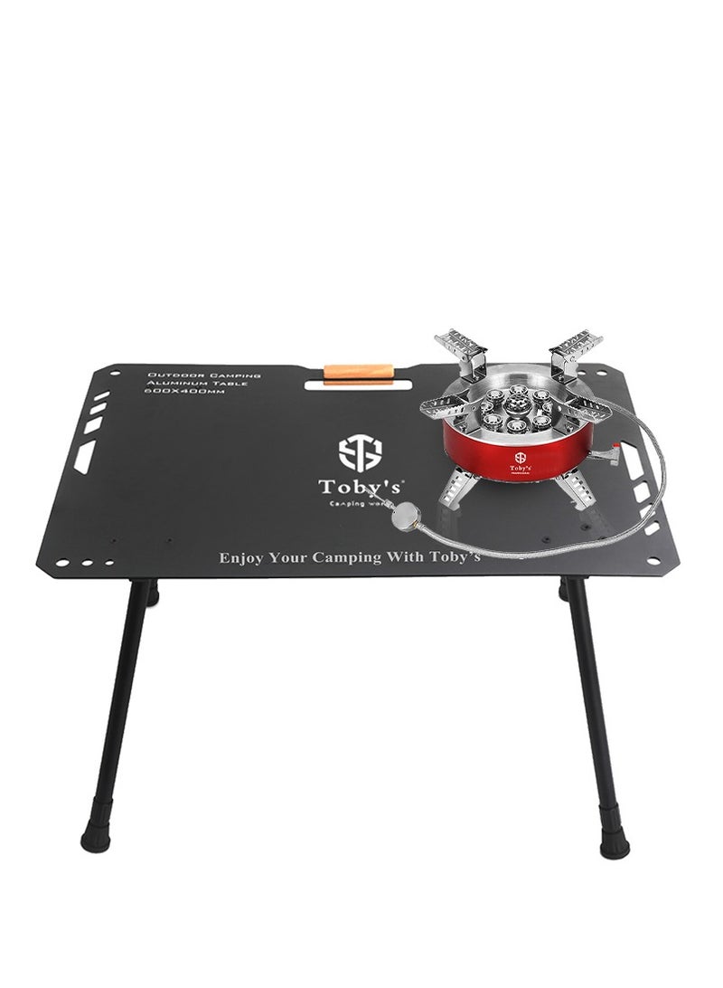 Toby's Tobyâ€™S Portable Alloy Camping Stove With 23800W High Output, Windproof Design & Piezo Ignition + Tobyâ€™S Lightweight Folding Aluminum Camping Table With Adjustable Height - Image 1