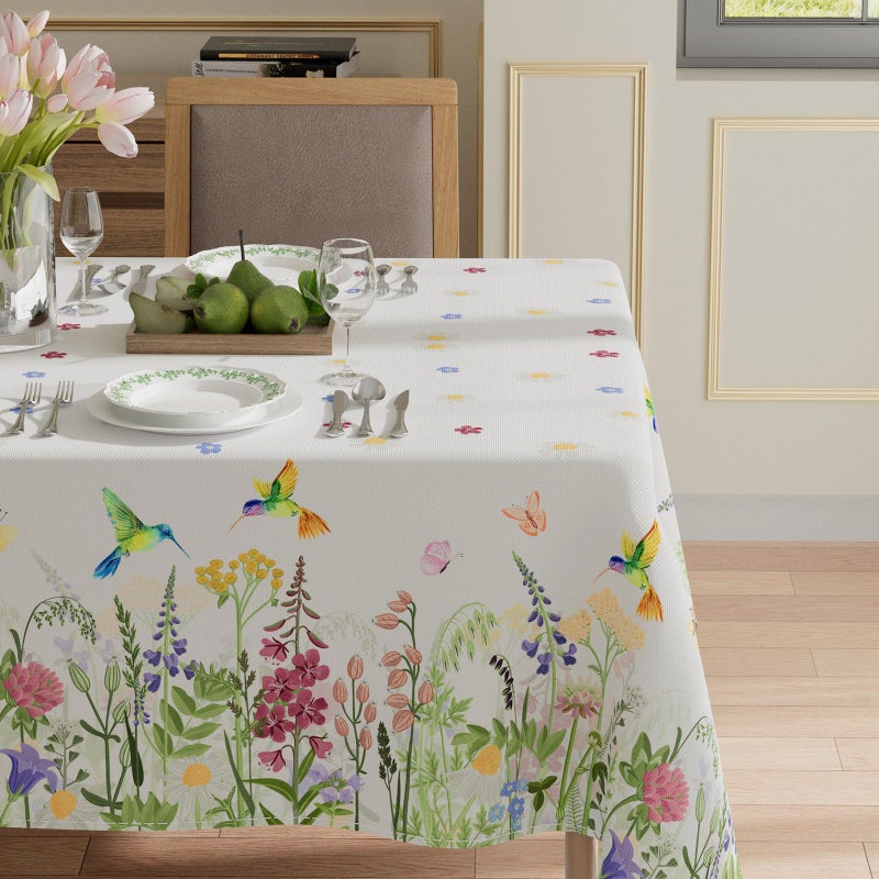 XCHI Wildflowers Daisy Hummingbirds Spring Tablecloth Rectangle Summer Table Cloth Washable Table Covers for Indoor Dining Home Party Decorations 60x84 Inch - Image 2