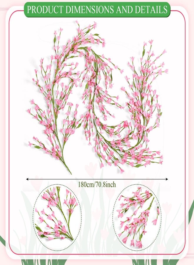 Canlierr 1 Pack 71 Inch Artificial Forsythia Branches Faux Flower Vine Garland Forsythia Flower Wreath Hanging Floral DIY Decoration for Front Door Window Wall Home Indoor Wedding Decor (Pink) - Image 3