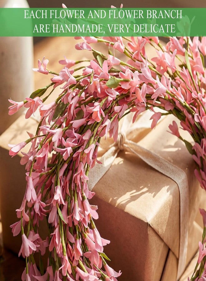 Canlierr 1 Pack 71 Inch Artificial Forsythia Branches Faux Flower Vine Garland Forsythia Flower Wreath Hanging Floral DIY Decoration for Front Door Window Wall Home Indoor Wedding Decor (Pink) - Image 2