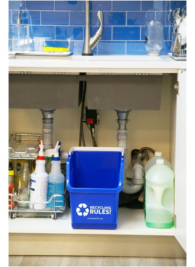 Generic - 3 Pack Of Bins Blue Stackable Recycling Bin Container With Handle 6 Gallon - Image 1
