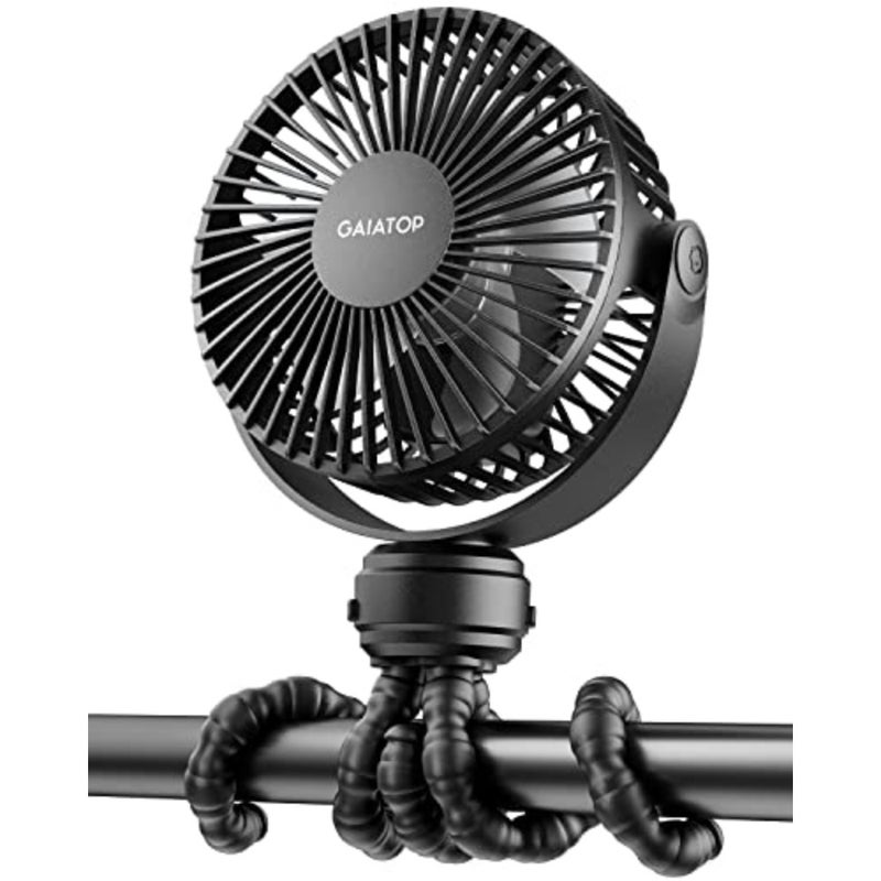 Mini Portable Stroller Fan, Battery Operated Small Clip on, Detachable 3 Speed Rechargeable, 360° Rotate Flexible Tripod Better Cooling for Car Seat Crib Treadmill Travel - Image 1