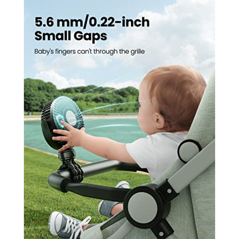 Mini Portable Stroller Fan, Battery Operated Small Clip on, Detachable 3 Speed Rechargeable, 360° Rotate Flexible Tripod Better Cooling for Car Seat Crib Treadmill Travel - Image 2
