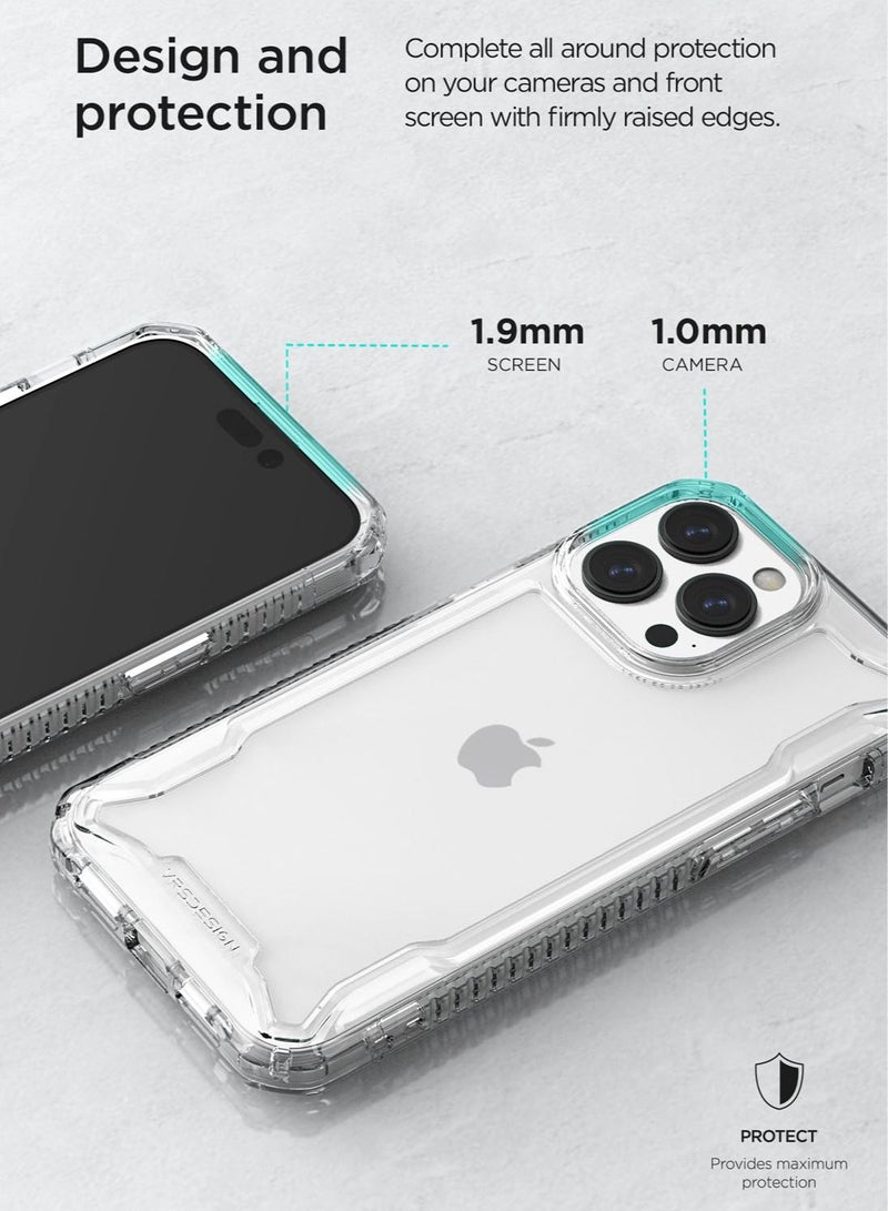 VRS Design Terra Guard Crystal iPhone 14 Pro Case Cover with Tempered Glass Screen Protector and Camera Lens Protector - Clear  - Image 4
