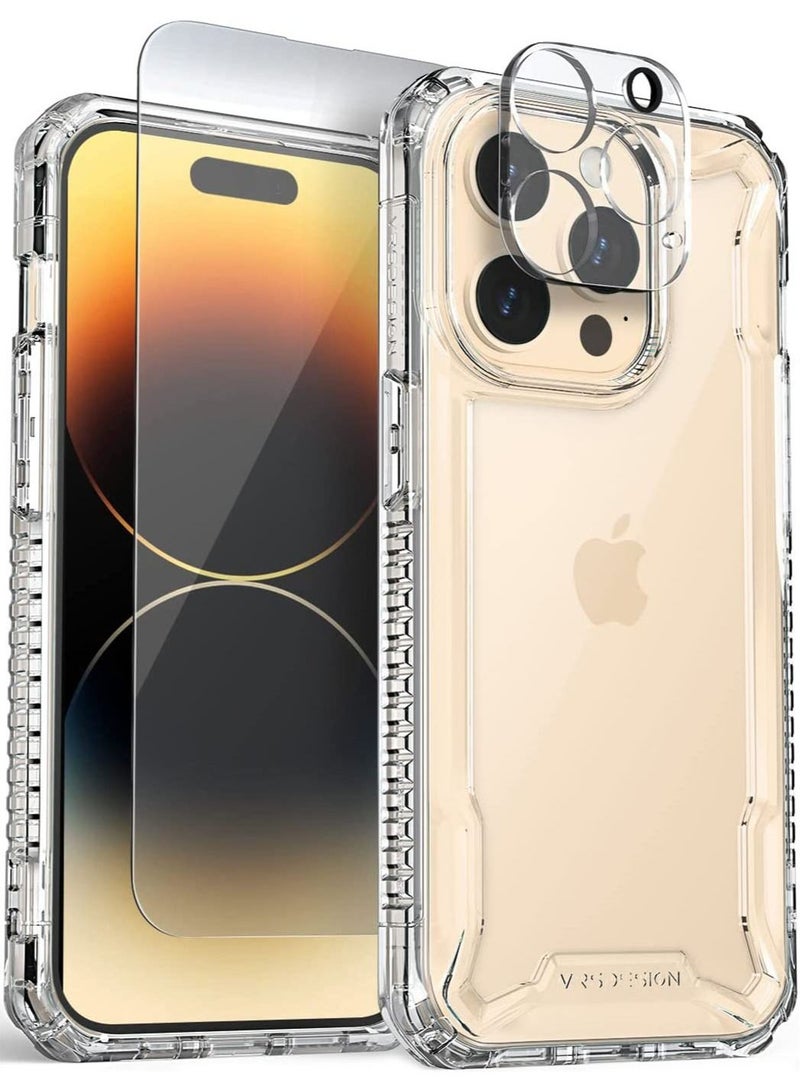 VRS Design Terra Guard Crystal iPhone 14 Pro Case Cover with Tempered Glass Screen Protector and Camera Lens Protector - Clear  - Image 1