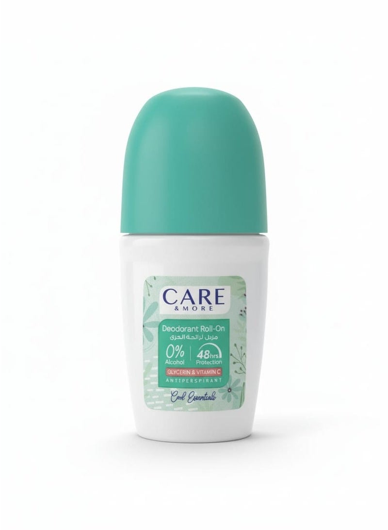 Care & More A gentle, natural rosewater facial cleanser that focuses on brightening, purifying, moisturizing and soothing the skin. It is used for normal and dry skin(150). & Cool Essentials Deodorant Roll 50ml, 48H Protection, Aluminum Silicone Paraben Free, Alcohol Free, Gentle CareBundle - Image 3