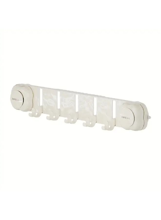 Cream White Rotatable Suction Cup Hook Wall Mounted Bathroom Organizer For Towels - Image 3