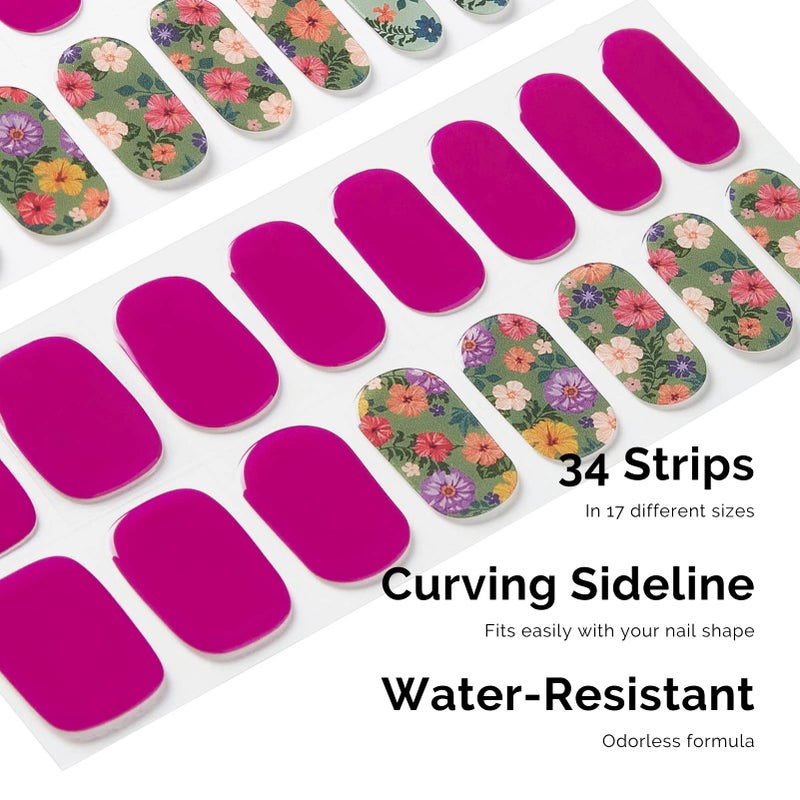 Nailog Semi Cured Gel Nail Strips 34 pcs| Long Lasting Nail Polish Sticker Wraps with Glossy Gel Finish, Retro Jungle - Image 3
