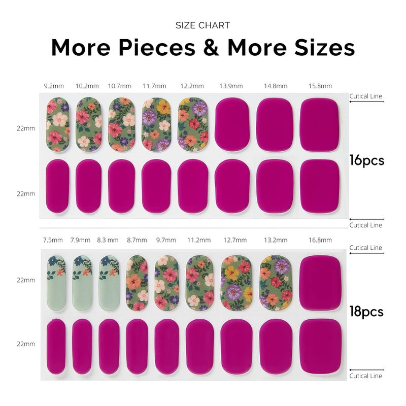 Nailog Semi Cured Gel Nail Strips 34 pcs| Long Lasting Nail Polish Sticker Wraps with Glossy Gel Finish, Retro Jungle - Image 5