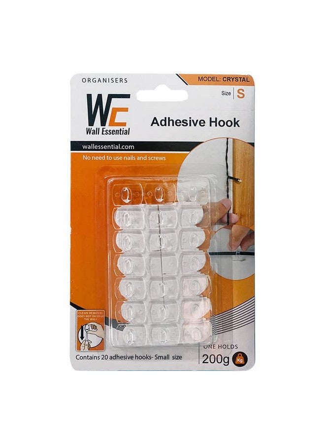 Wall Essential Wall Essential Adhesive Wall Hooks for Wires and Lighting Wires Hanging Plastic Utility Hooks - Pack of 40 Pcs, Damage-Free Hanging,One Pcs Can Hold Up to 200 Gram, (40 Pcs,Crystal, Size: Small) - Image 3