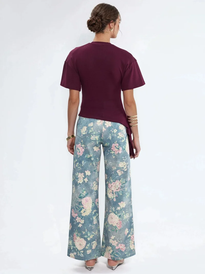بوسيم BUSEM Oversized Crew Neck Drape Blouse