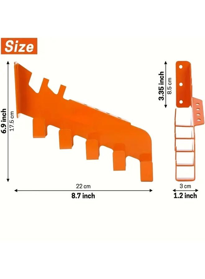 Orange Heavy Duty Wall Mounted Garage Storage Rack With 5 Hook Chain Holder Tool Organizer Shelf - Image 1