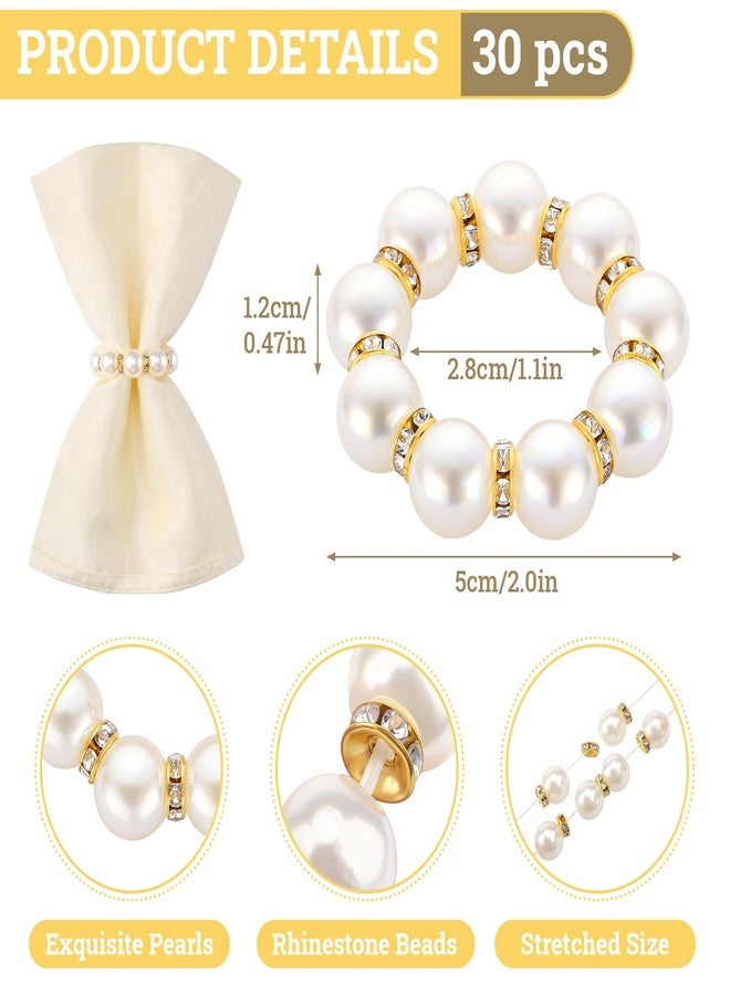 Suream Gold Napkin Rings Bulk, 15 PCS Round Napkin Holders for Wedding Dinner Party Kitchen Table Birthday Decoration(White and Gold) - Image 2