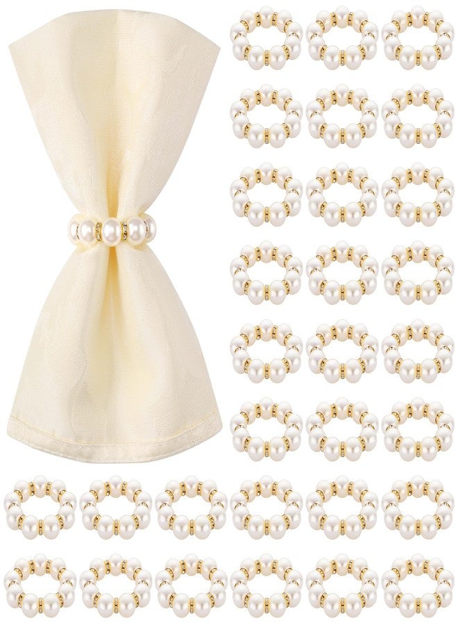 Suream Gold Napkin Rings Bulk, 15 PCS Round Napkin Holders for Wedding Dinner Party Kitchen Table Birthday Decoration(White and Gold) - Image 1