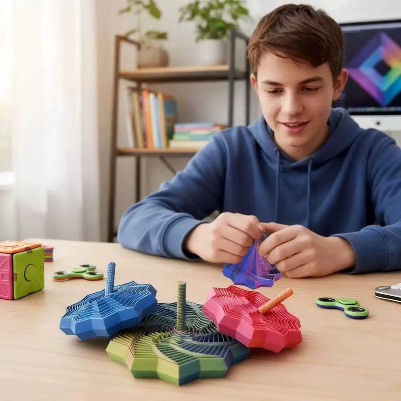 general 12cm 3D Printed Decagonal Radish Tower Finger Stress Relief Spiral Toy for Children - Image 1