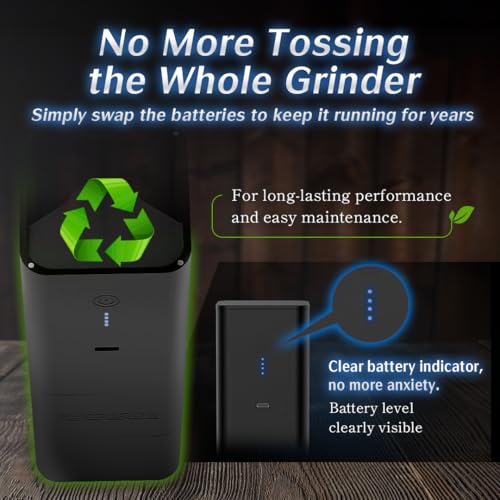 Femobook-A2 Portable Electric Coffee Grinder, Cordless Burr Grinder USB Rechargeable Coffee Grinder Magnetic Grounds Cup Travel & Home Brewing, Black - Image 4