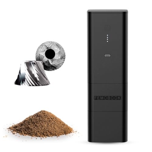 Femobook-A2 Portable Electric Coffee Grinder, Cordless Burr Grinder USB Rechargeable Coffee Grinder Magnetic Grounds Cup Travel & Home Brewing, Black - Image 1