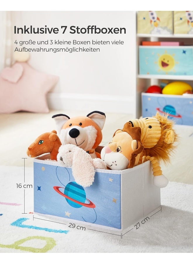 سونمجز رف غرفة الأطفال من SONGMICS مع 7 صناديق تخزين قابلة للإزالة – MDF وفولاذ، 4 صناديق كبيرة + 3 صناديق صغيرة من القماش، منظم ملون لغرف اللعب، 62.5 × 29.5 × 60 سم - Image 3