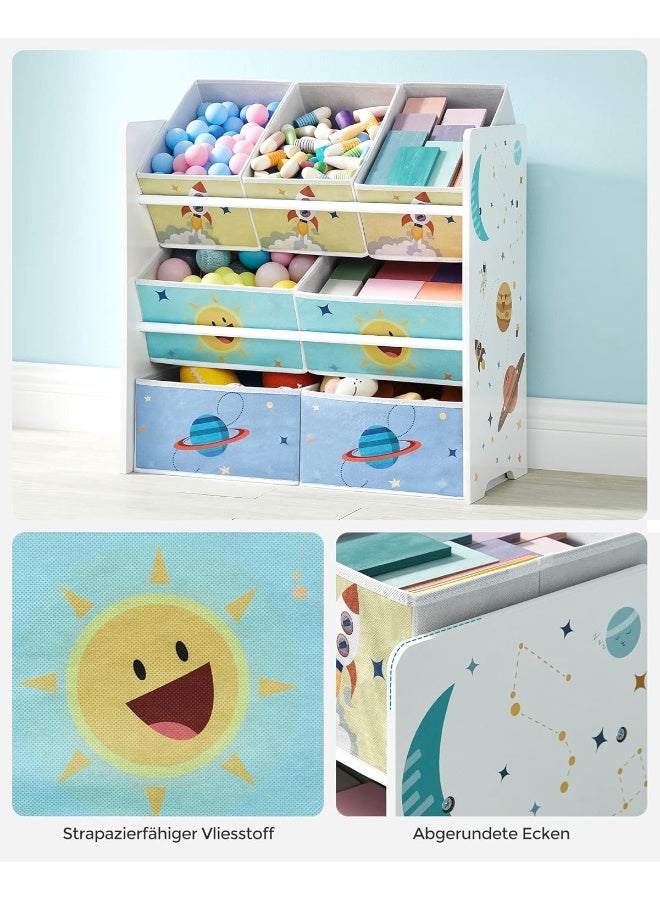 سونمجز رف غرفة الأطفال من SONGMICS مع 7 صناديق تخزين قابلة للإزالة – MDF وفولاذ، 4 صناديق كبيرة + 3 صناديق صغيرة من القماش، منظم ملون لغرف اللعب، 62.5 × 29.5 × 60 سم - Image 5