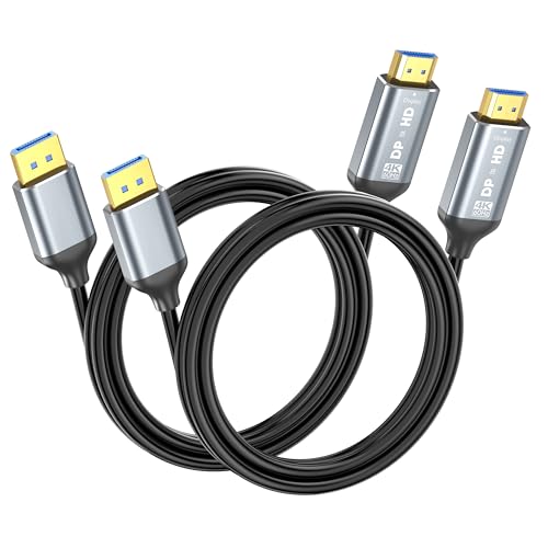 Ureegle 4K DisplayPort to HDMI Cable 6ft 2-Pack, Uni-Directional DP (Source) to HDMI (Display) Cable for Desktop Monitor Projector HDTV AMD NVIDIA, 4K@60Hz, Aluminum Shell, Compatible Lenovo HP Dell - Image 1