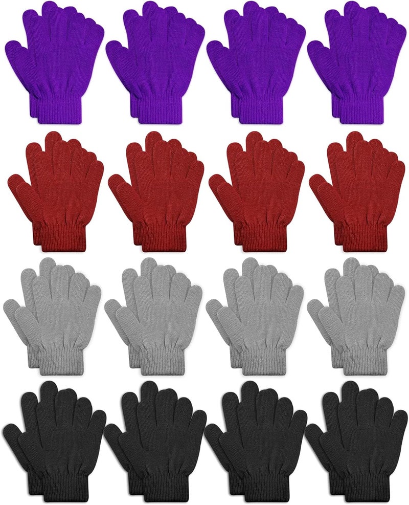 ONESING 3-24 Pairs Winter Knit Gloves for Kids - White Finger Gloves for Boys and Girls - Image 1