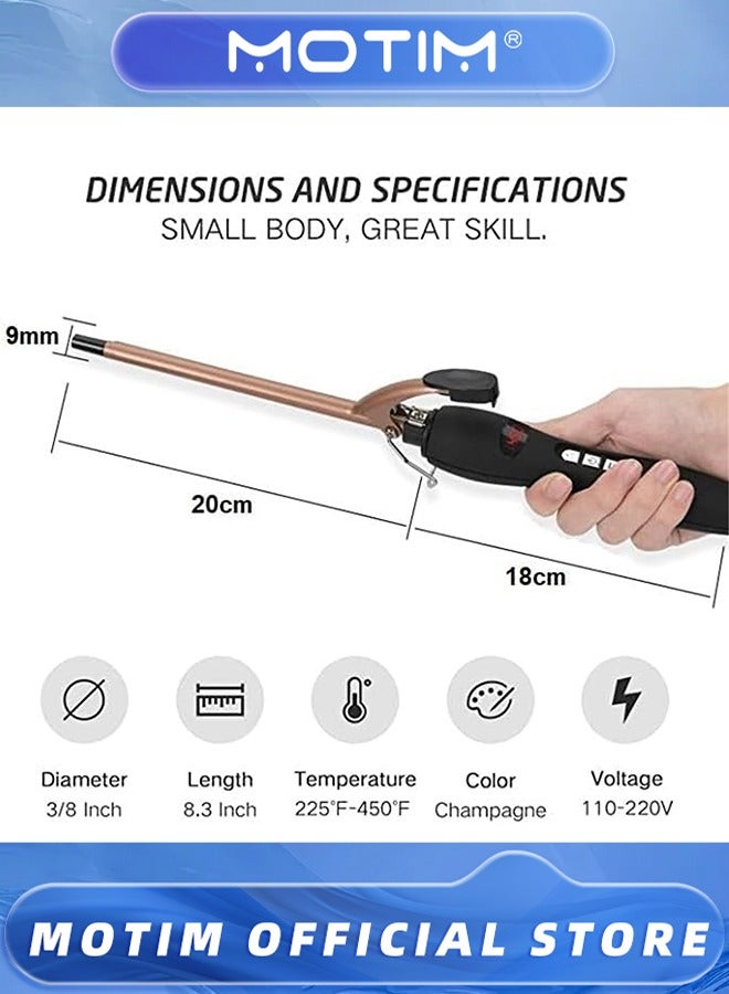 موتيم عصا تجعيد رفيعة 9 مم مكواة تجعيد صغيرة ، عصا تجعيد برميل صغيرة للشعر القصير الطويل - Image 2