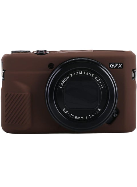 G7X Mark II Case G7X Mark III + Microfiber Cloth, Silicone Case Ultra-Thin Lightweight Rubber Soft Silicone Case Bag Cover for Canon PowerShot G7X (Coffeee)