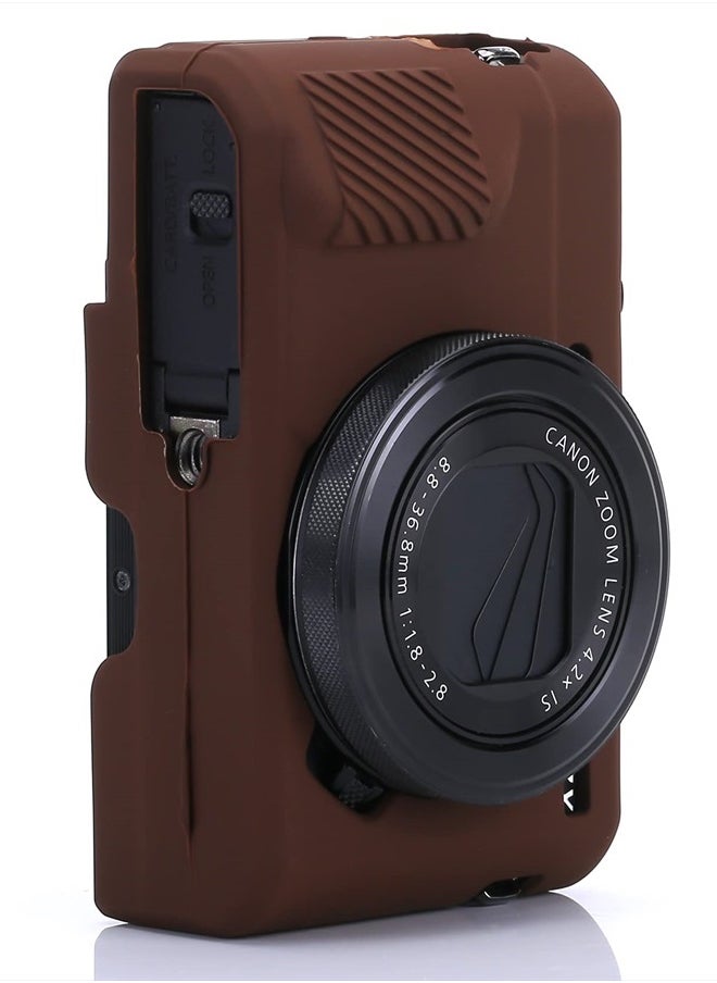 Yisau - G7X Mark II Case G7X Mark III + Microfiber Cloth, Silicone Case Ultra-Thin Lightweight Rubber Soft Silicone Case Bag Cover for Canon PowerShot G7X (Coffeee) - Image 1
