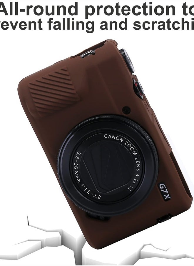 Yisau - G7X Mark II Case G7X Mark III + Microfiber Cloth, Silicone Case Ultra-Thin Lightweight Rubber Soft Silicone Case Bag Cover for Canon PowerShot G7X (Coffeee) - Image 1