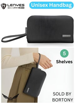 Lenyes Unisex Handbag Gadget Organizer Pouch Multi Pockets Durable Premium Waterproof Clutch Casual Bag for Business Daily Use Mini Handbag 5 Compartment Storage Model LB518  - Image 1