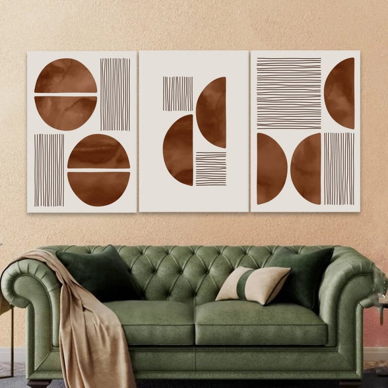 ماركتنا ثلاث لوحات قماشية فخمة بتصميم مودرن مع برواز مجوف مقاس (150×70) ثلاث قطع - Image 1