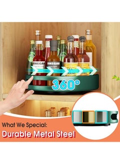 Arabest Lazy Susan Turntable Organizer Rotating Spice Rack - 12 inch Metal Lazy Susan Rack for Cabinet, Kitchen Organizers and Storage for Counter Refrigerator Pantry Cupboard, Green  - Image 2
